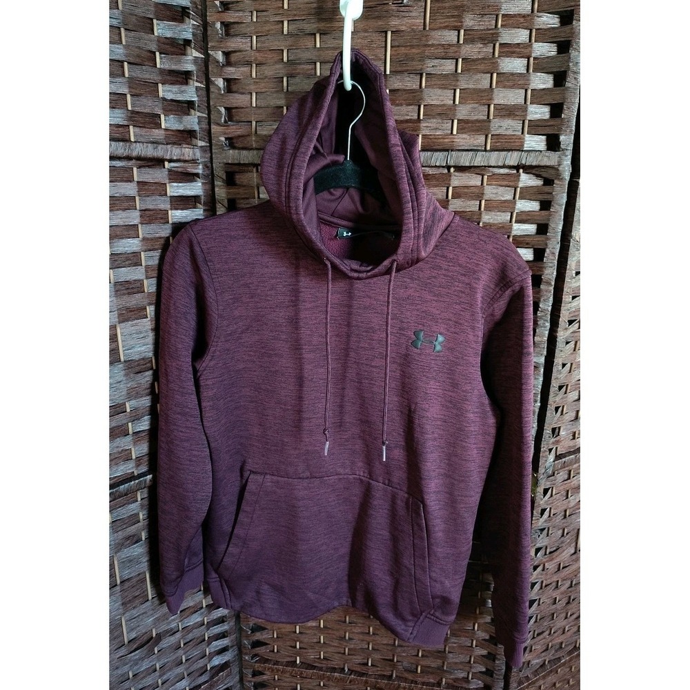 Under Armour Mens Coldgear Hoodie Small Loose Fit Drawstring Pullover Maroon